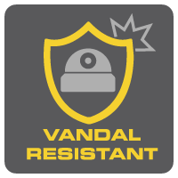 icon detailing a camera with a shield around it for vandal resistance