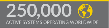 statistic banner showing 250,000 active systems operating worldwide