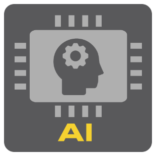 icon detailing a microchip with a brain, representing ai functionality