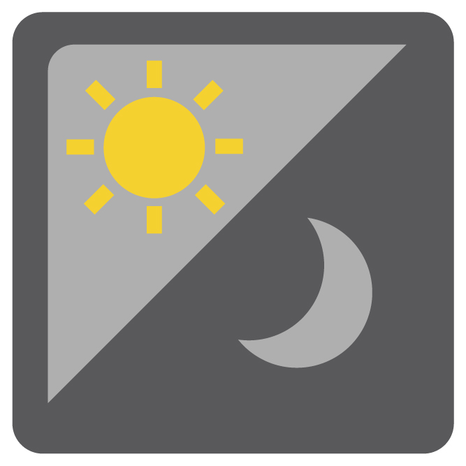icon detailing a sun and a moon to signify auto-exposure capability