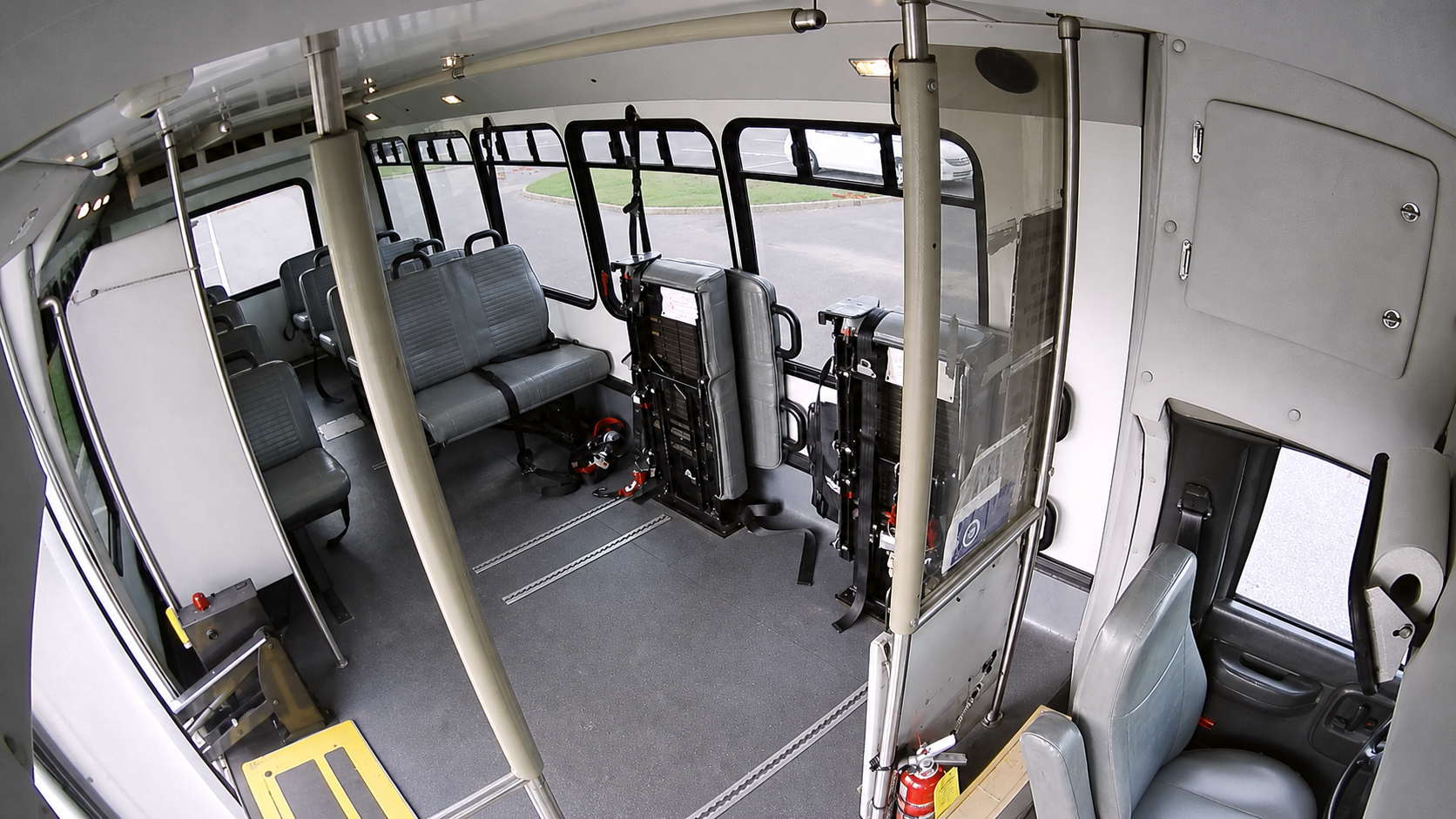 Cleaned and sharpened C3 paratransit wheelchair-lift and seating view.